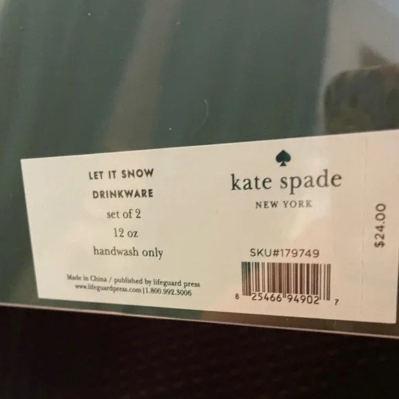 Kate Spade of 2 Winter Holiday “LET IT SNOW” Drinkware glasses New in box NWT - Picture 8 of 10